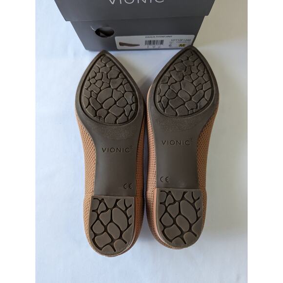 Vionic Dahlia Ballet Skimmer Flat Toasted Nut Knit Shoes Size 6 Pointy Toe - Picture 7 of 10